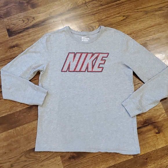 Mens Nike embroidered logo gray long sleeve tee size L - Picture 1 of 4